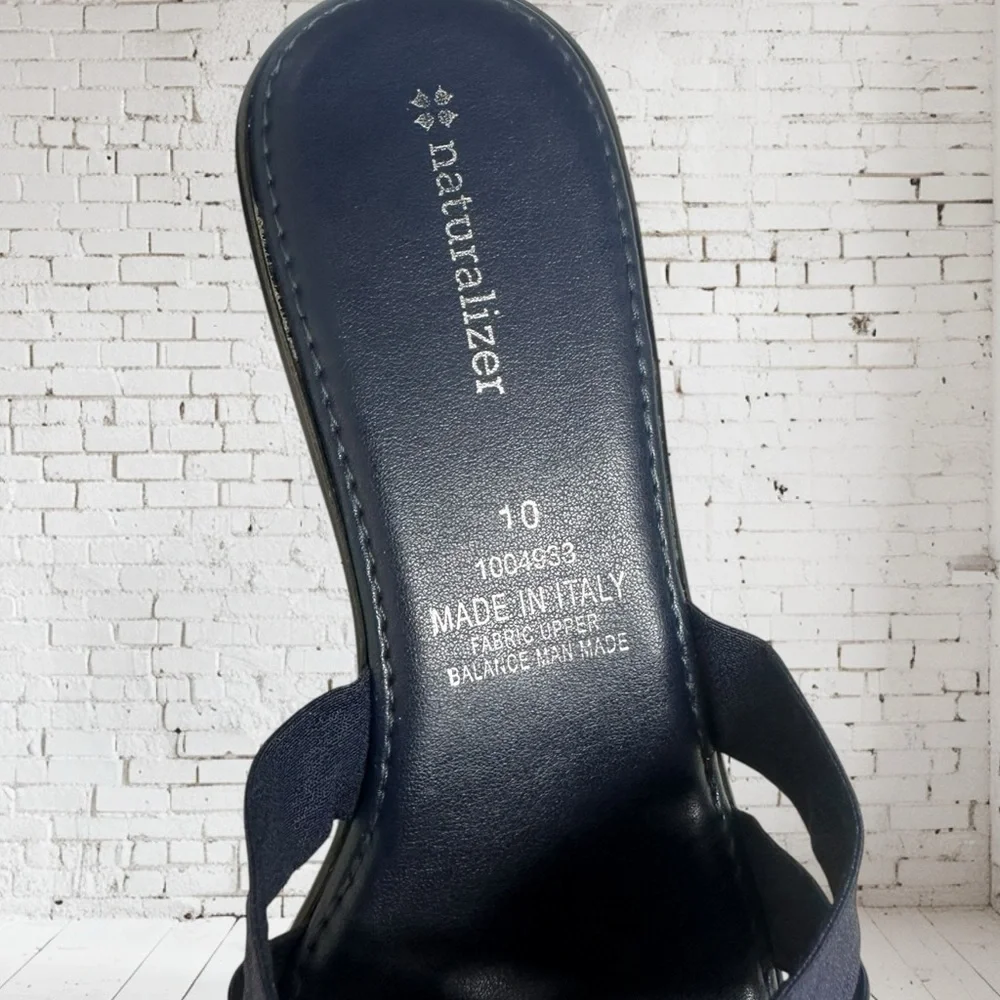 Naturalizer Denim Blue Wedge Sandals with Silver detail - Picture 3 of 6